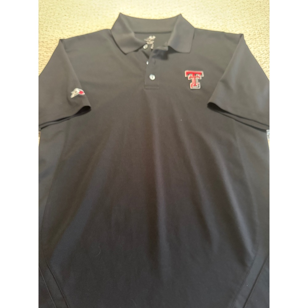 Pro Player Texas Tech Red Raiders Polo Shirt Black Mens Medium NCAA Golf Tee